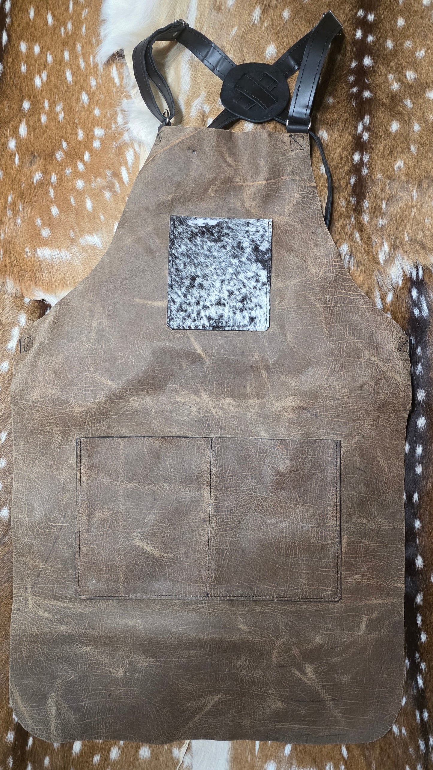 Aged Leather Apron Mesquite Set w/ Skinner