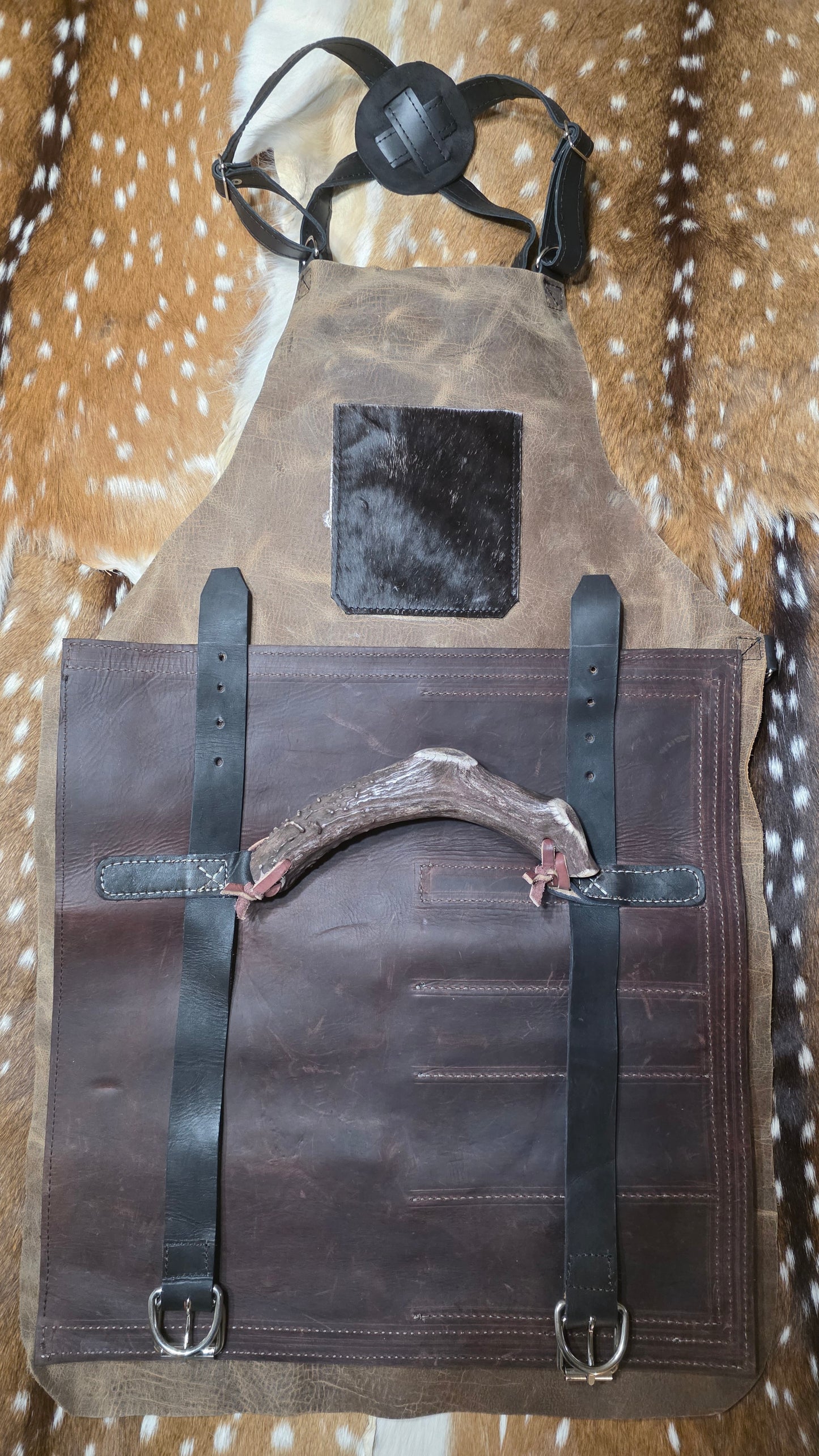 Aged Leather Apron Mesquite Set w/ Skinner and Machete