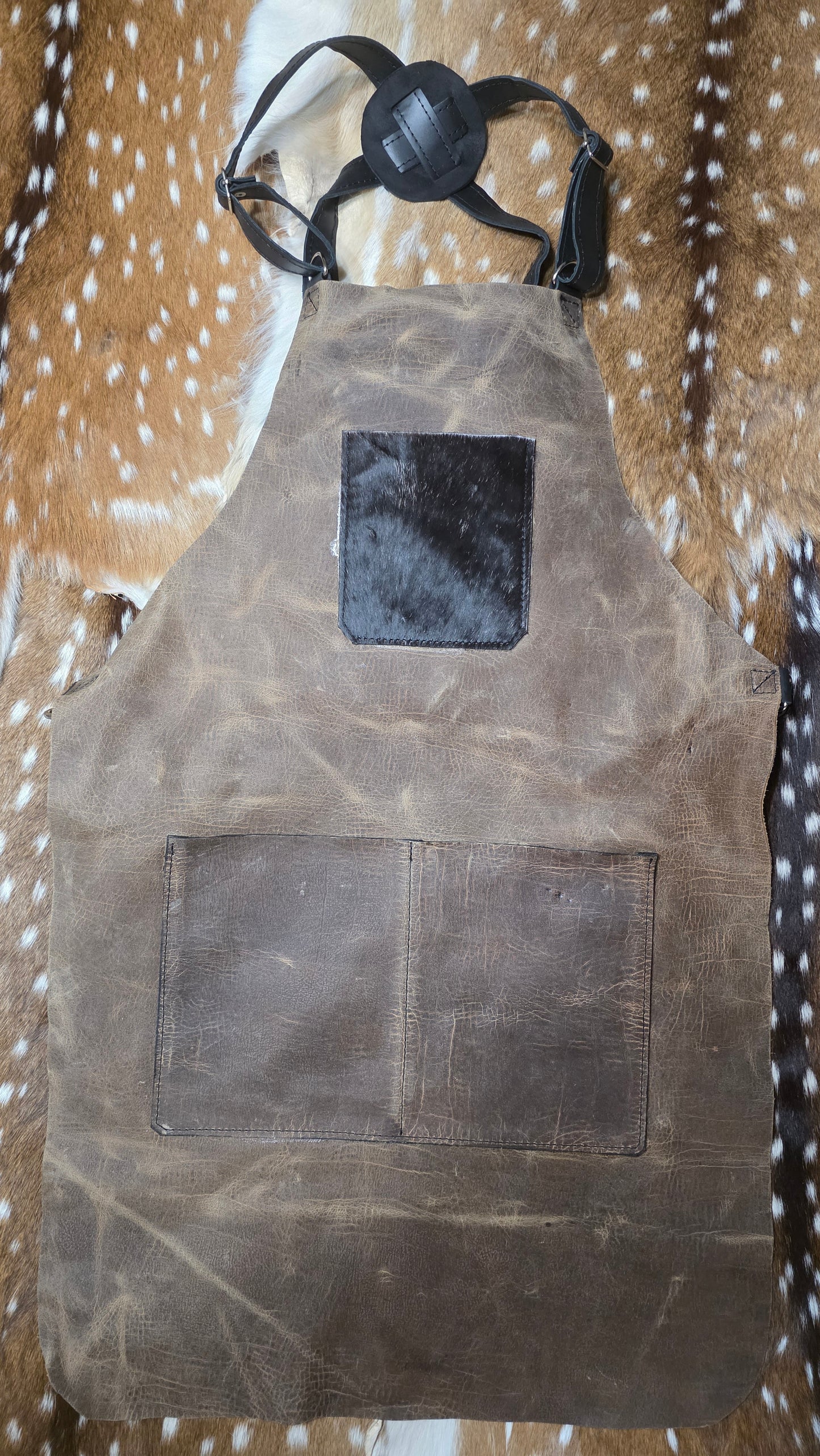 Aged Leather Apron Mesquite Set w/ Skinner and Machete