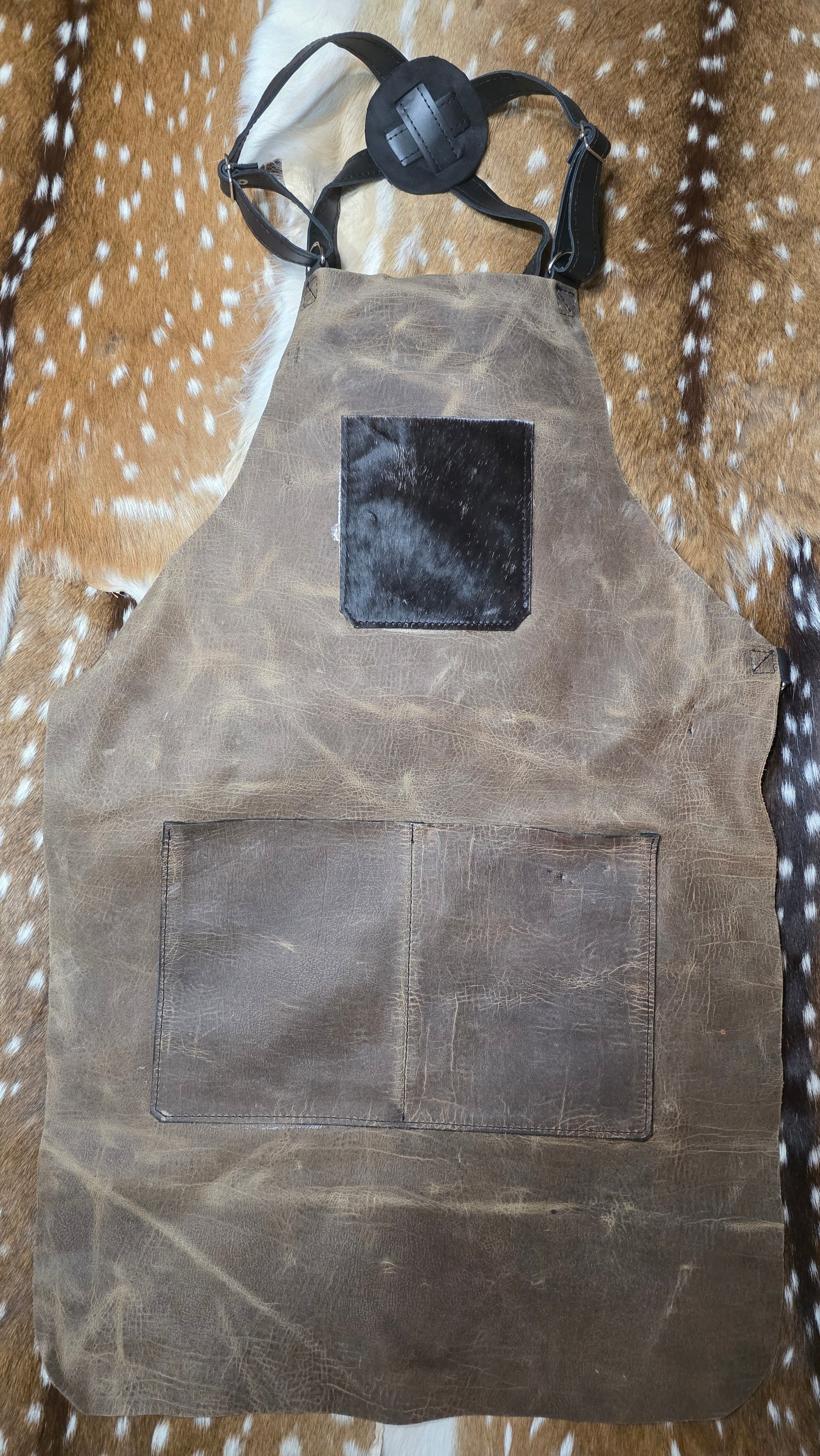 Aged Leather Apron Mesquite Set w/ Skinner and Machete