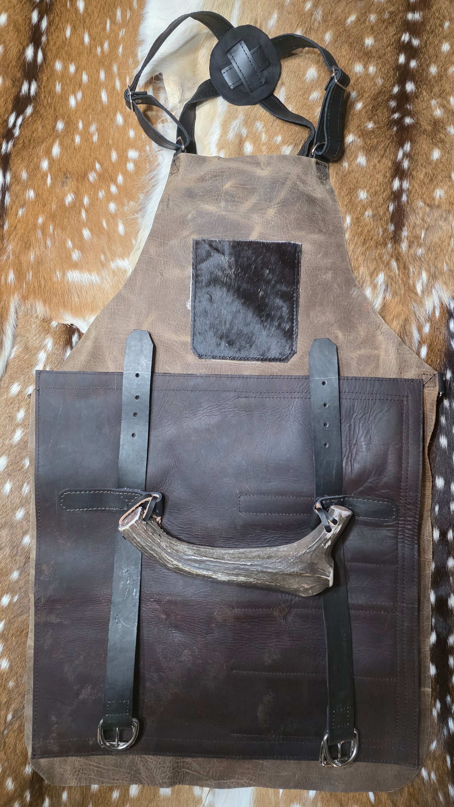 Aged Leather Apron Mesquite Set w/ Skinner and Machete